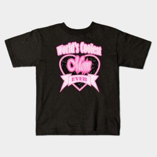 1980s rock n roll mother's day typography world's coolest mom Kids T-Shirt